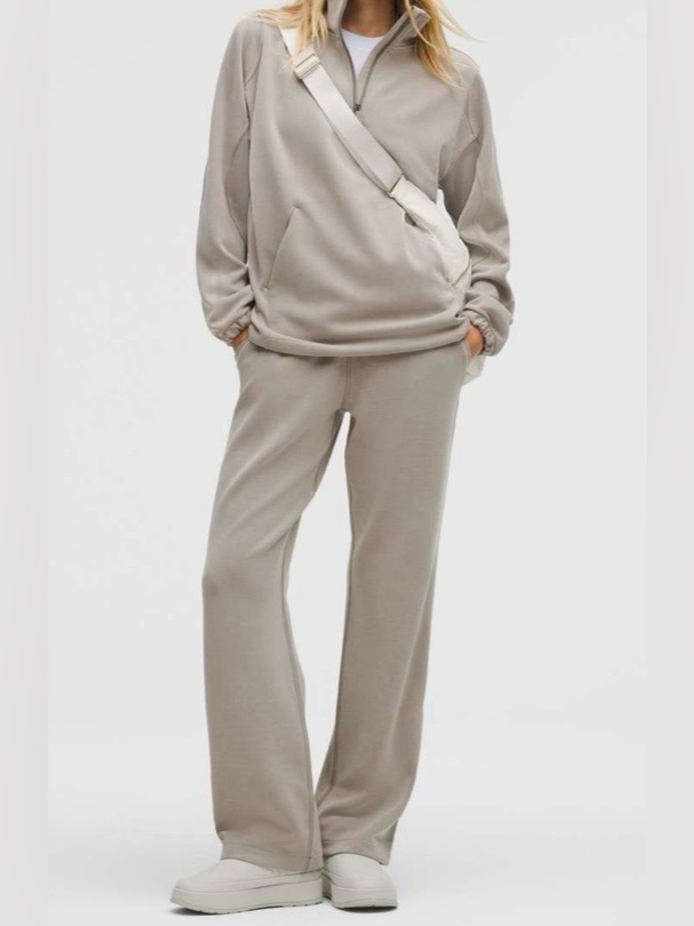 Lululemon Softstreme Half-Zip and Pants Set Taupe